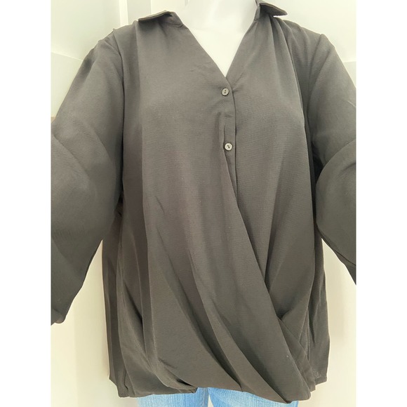 Zac and Rachel Black Long-Sleeved Wrap Top, Size XL wom257 - Picture 4 of 14